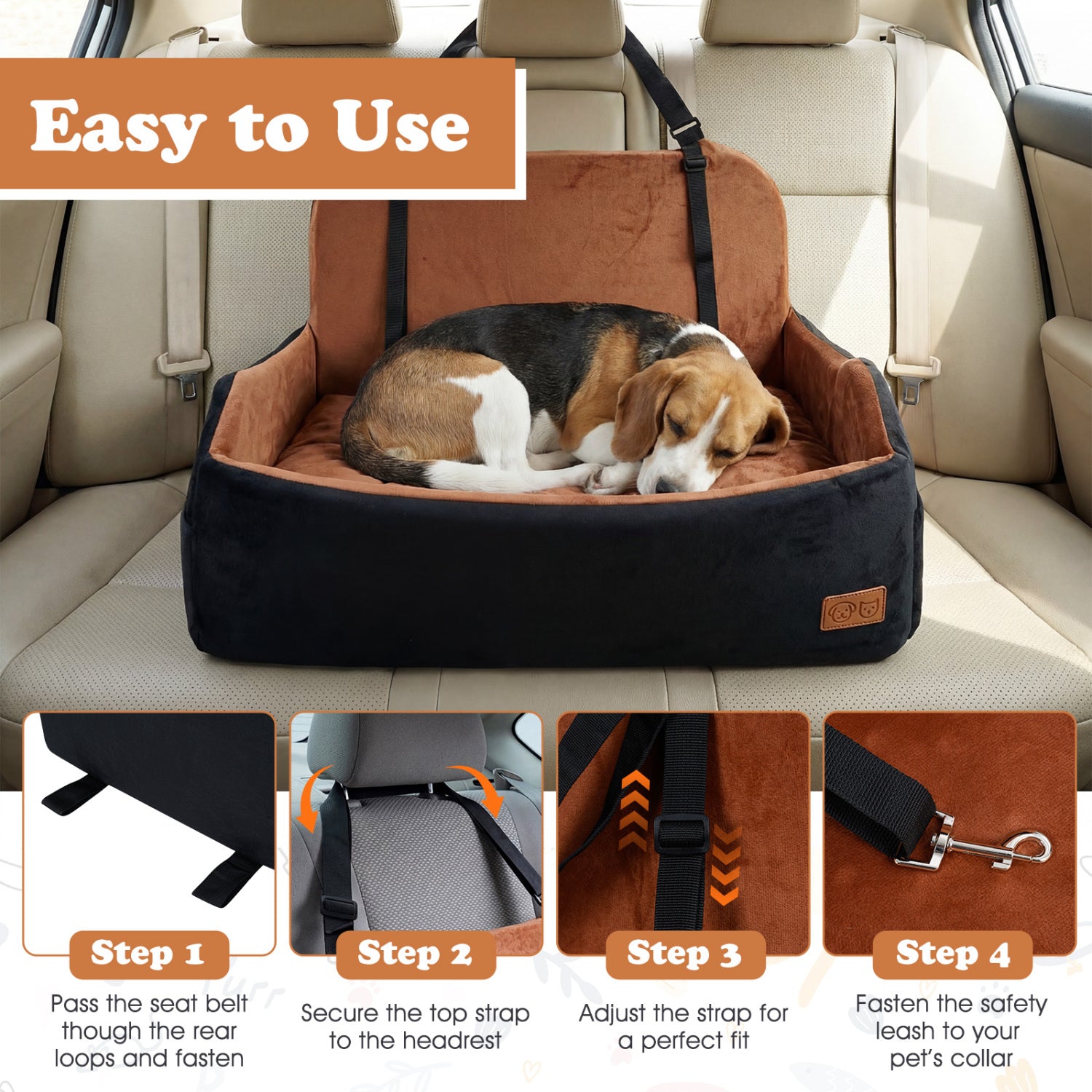 Dog Car Seat Foam Dog Booster Seat for Medium and Large Dogs Pet Supplies - view 6