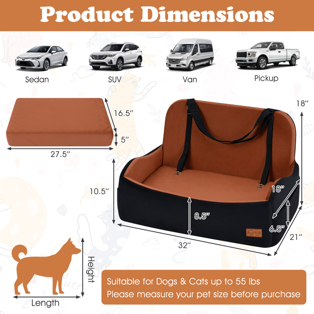 Dog Car Seat Foam Dog Booster Seat for Medium and Large Dogs Pet Supplies - view 3