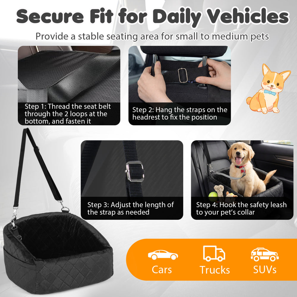 Dog Car Seat for Small and Medium Pets Soft Travel Dog Booster Seat with Safety - view 6