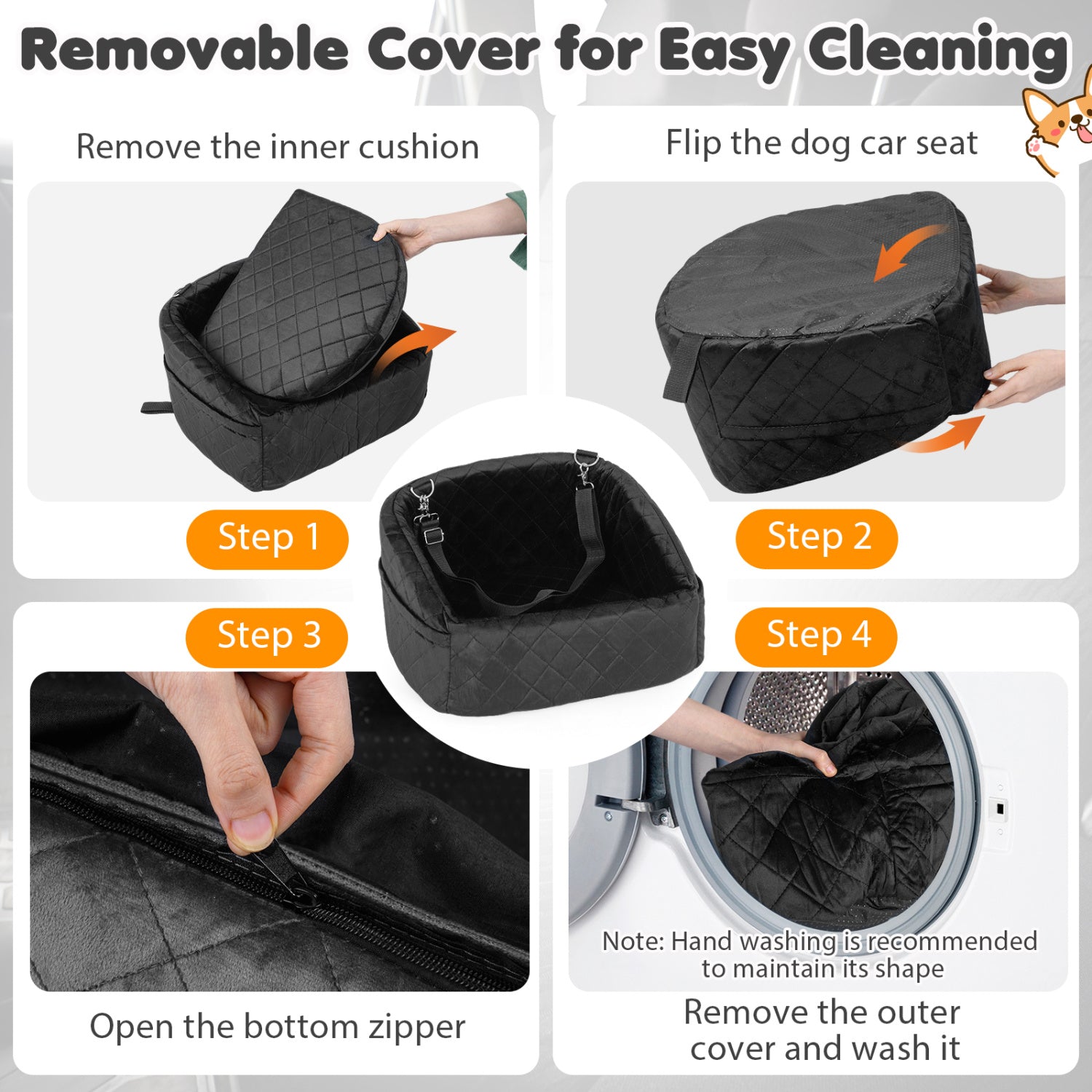 Dog Car Seat for Small and Medium Pets Soft Travel Dog Booster Seat with Safety - view 7