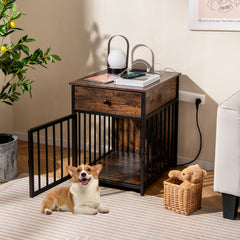 Dog Crate Furniture for Small Dogs Wooden Puppy Kennel with Charging Station - view 2