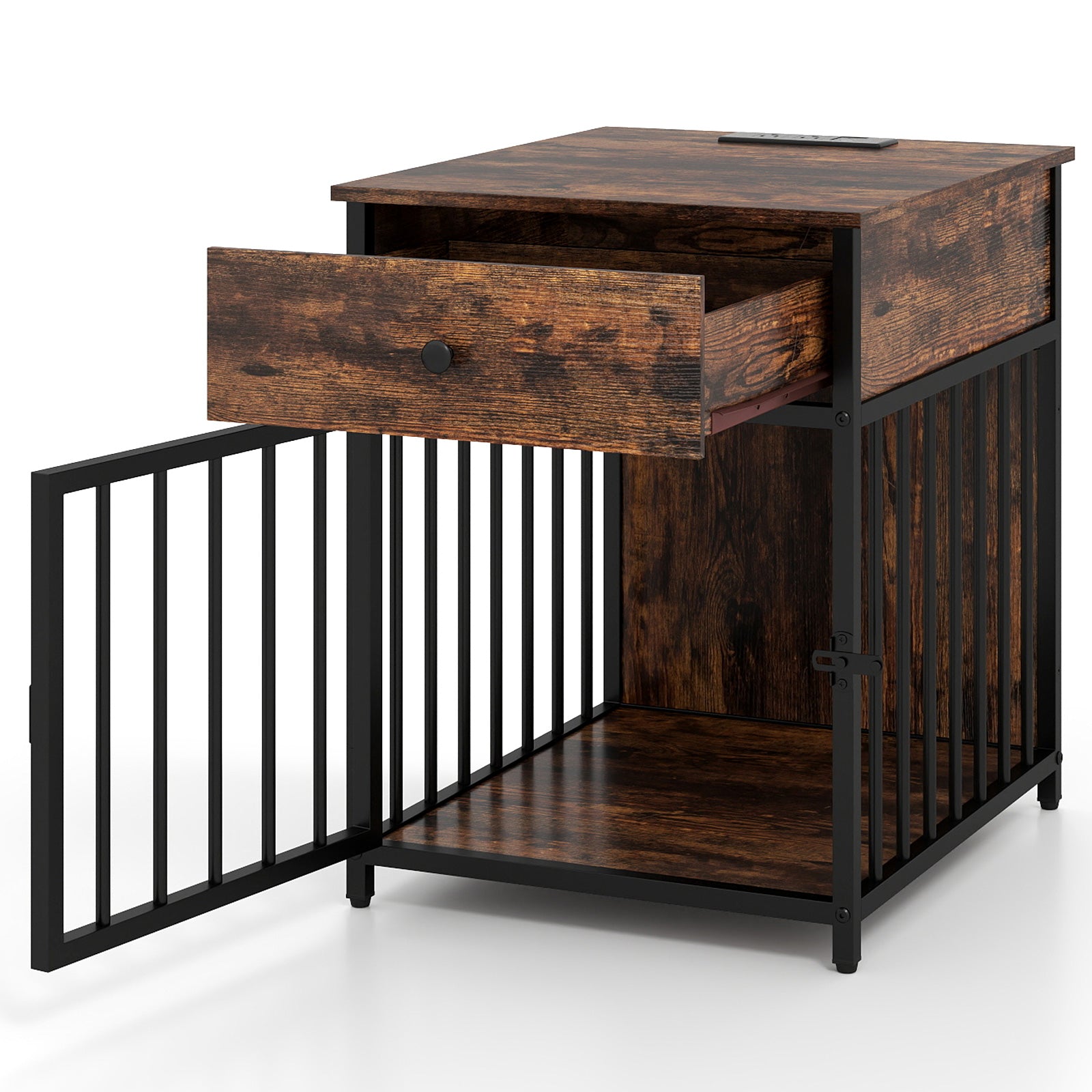 Dog Crate Furniture for Small Dogs Wooden Puppy Kennel with Charging Station - view 4