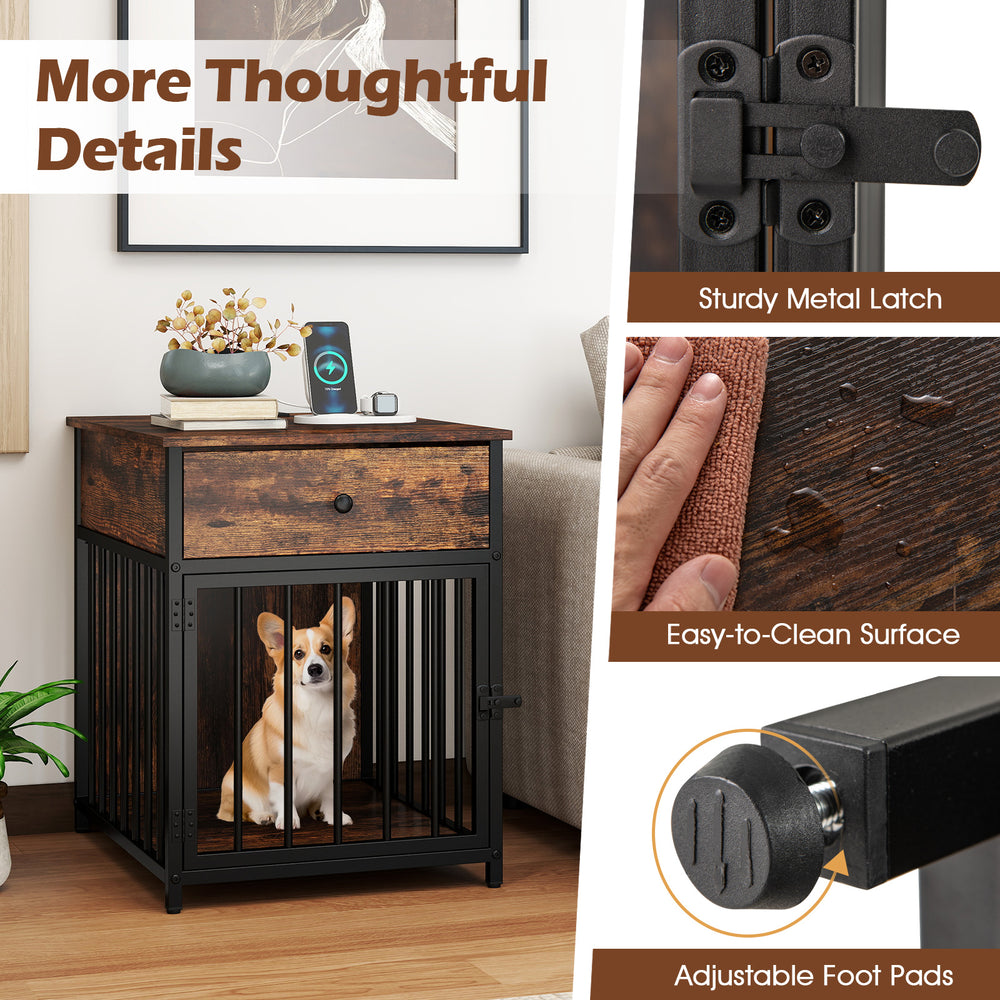 Dog Crate Furniture for Small Dogs Wooden Puppy Kennel with Charging Station - view 6