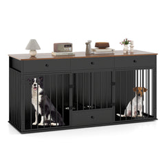 Dog Crate Furniture Indoor Modern Dog Kennel with Divider 3 Drawers