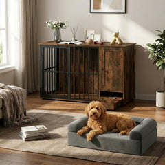 Dog Crate Furniture & Cooling Gel Dog Bed for Small and Medium Dogs Dog Kennel