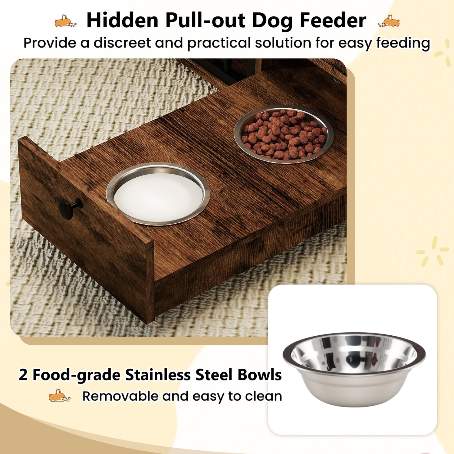 Dog Crate Furniture & Cooling Gel Dog Bed for Small and Medium Dogs Dog Kennel - view 8