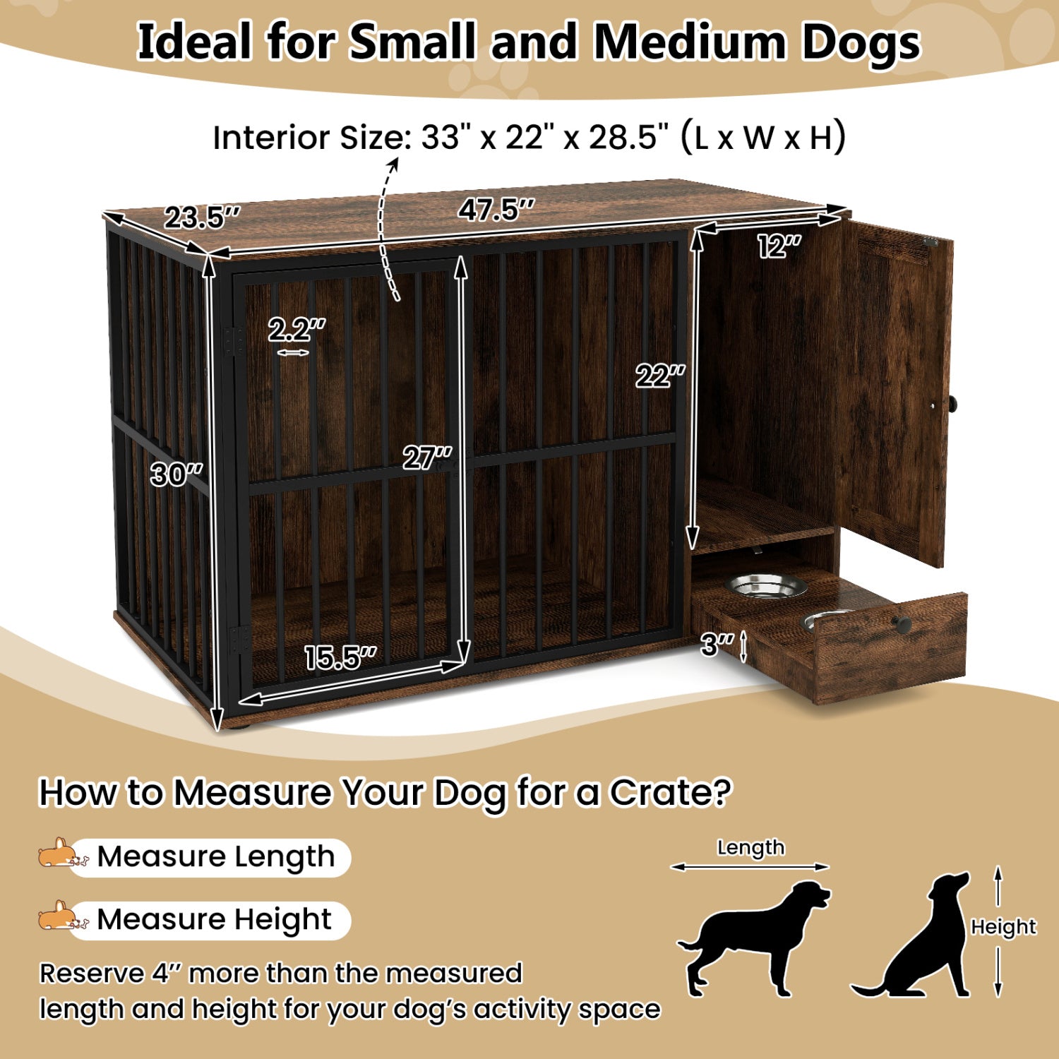 Dog Crate Furniture & Cooling Gel Dog Bed for Small and Medium Dogs Dog Kennel - view 6