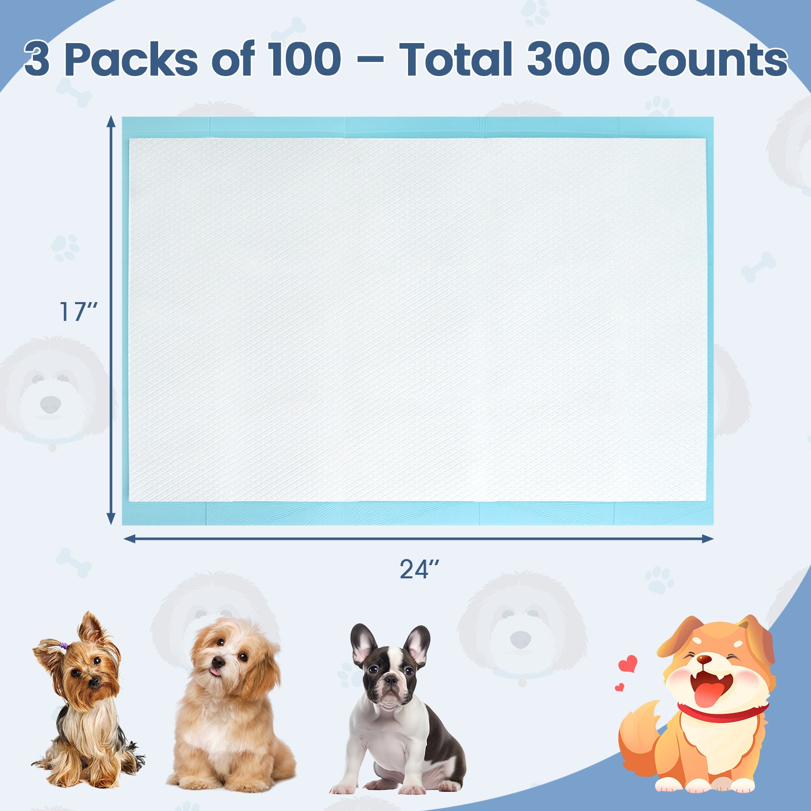 Dog and Puppy Pee Pads 24" x 17" (300 Counts) for Potty Training Dog Agility - view 4