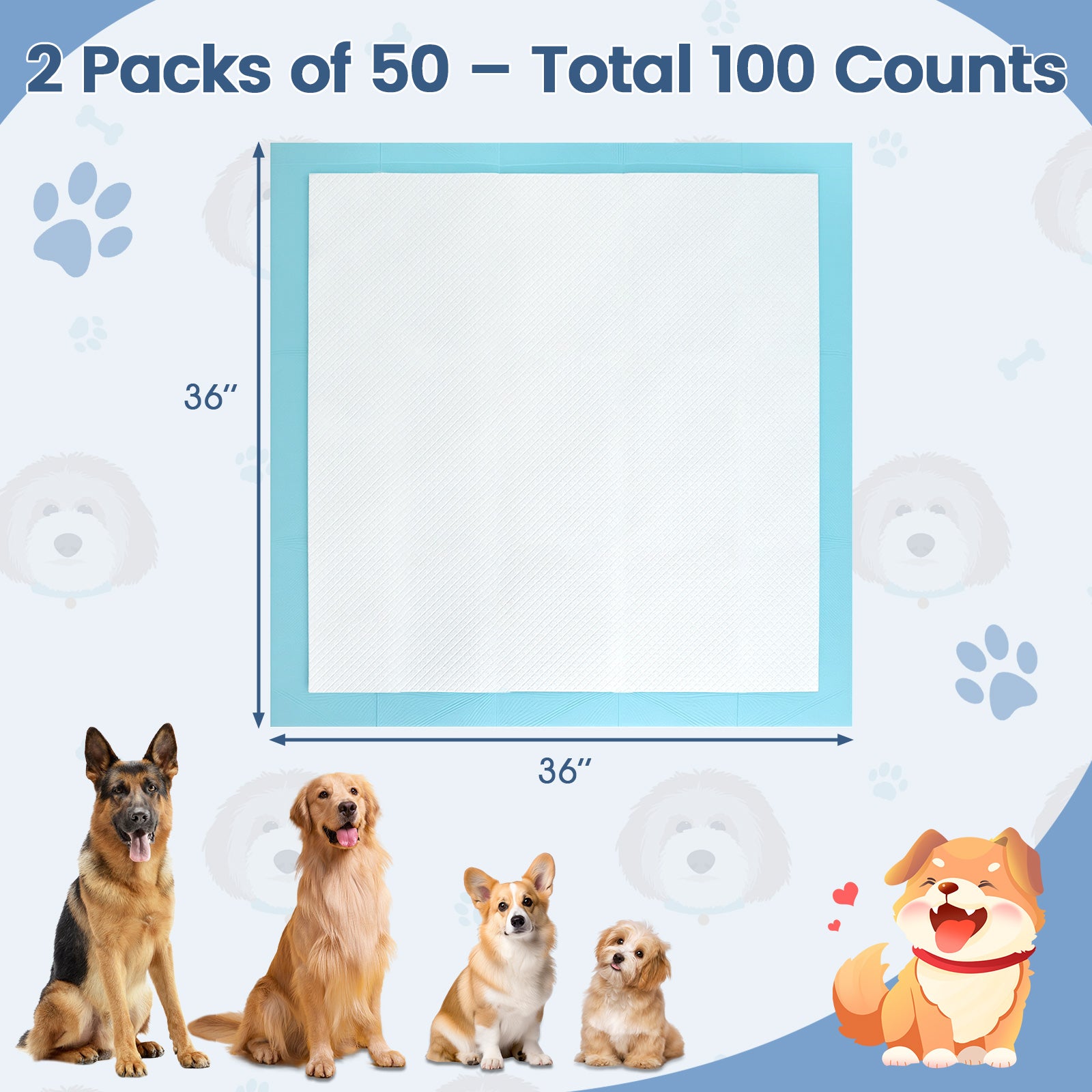 Dog and Puppy Pee Pads 36" x 36" (100 Counts) for Potty Training Dog Agility - view 4