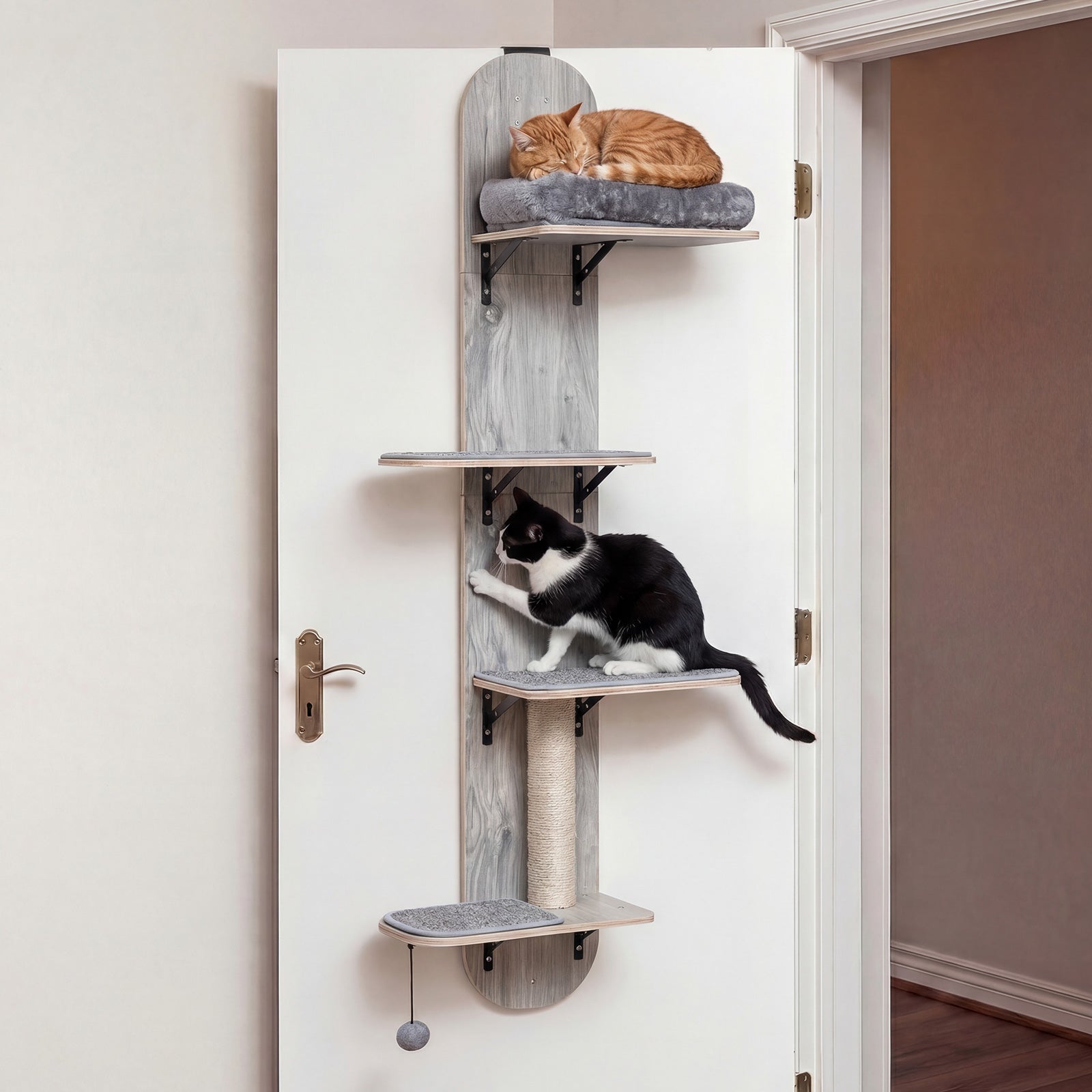 Door Hanging Cat Climber 4-level Height Adjustable with Plush Bed Cat Tree - view 3