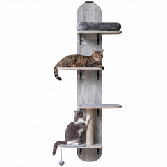 Door Hanging Cat Climber 4-level Height Adjustable with Plush Bed Cat Tree