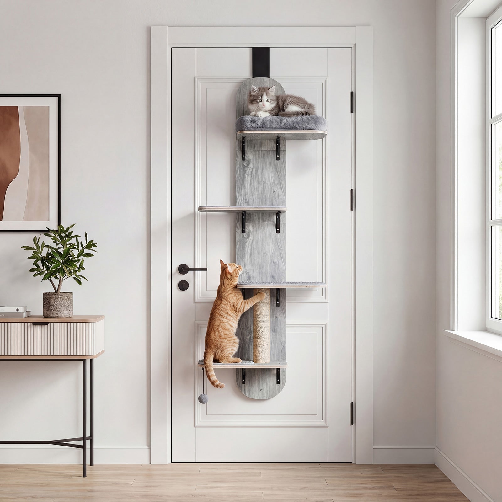 Door Hanging Cat Climber 4-level Height Adjustable with Plush Bed Cat Tree - view 5