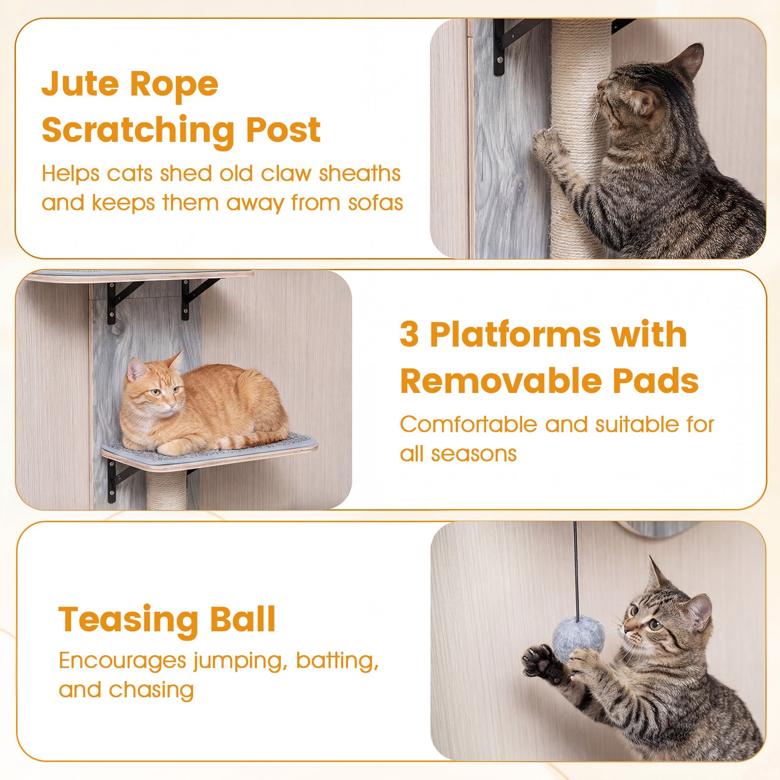 Door Hanging Cat Climber 4-level Height Adjustable with Plush Bed Cat Tree - view 8