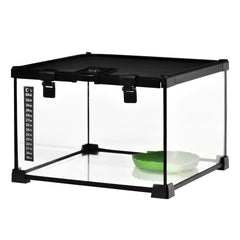Glass Reptile Terrarium with Thermometer, Water Basin, Full View Visually