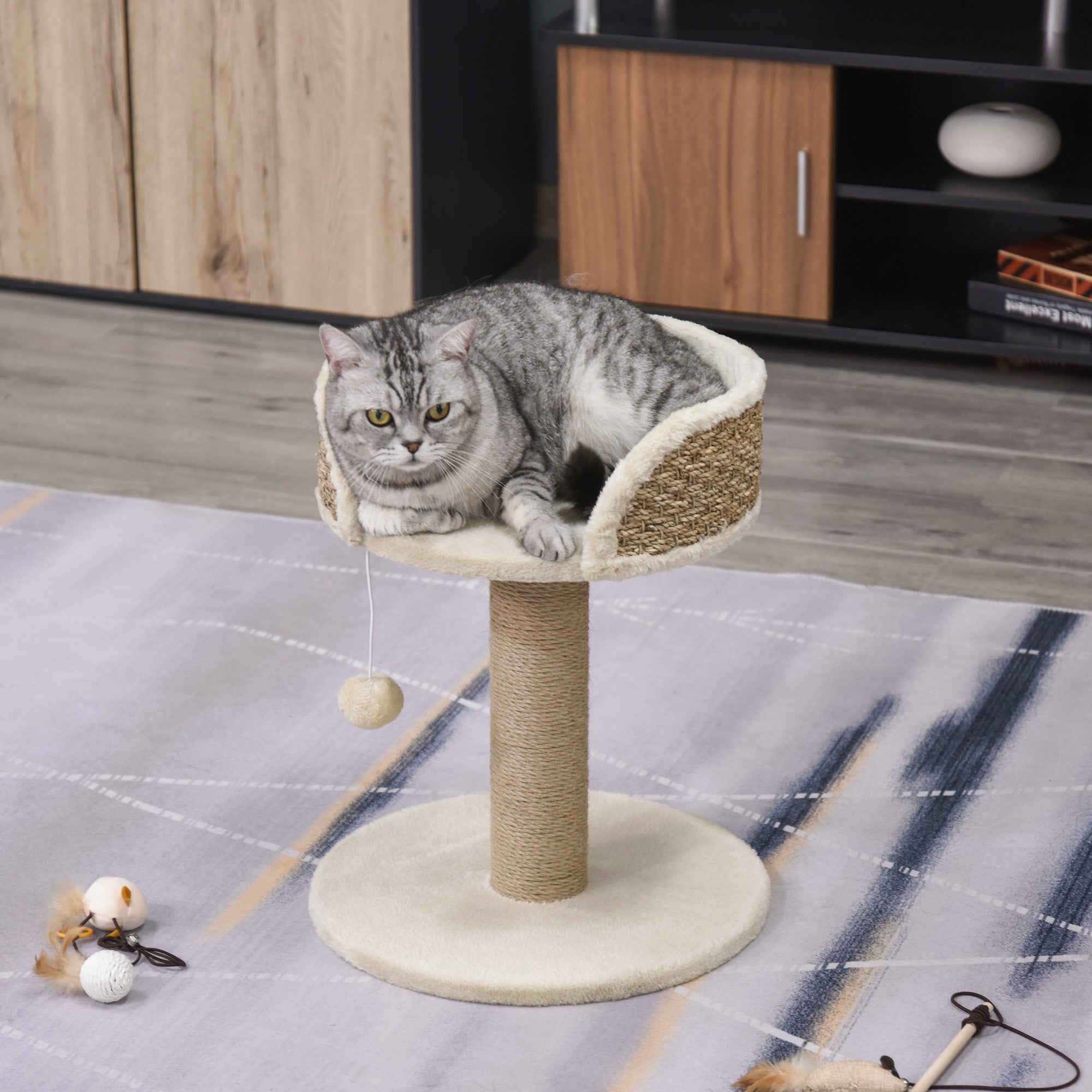 Cat Tree with Scratching Post, Toy Ball, Perch, Small Cat Tower for Indoor Cats - view 6