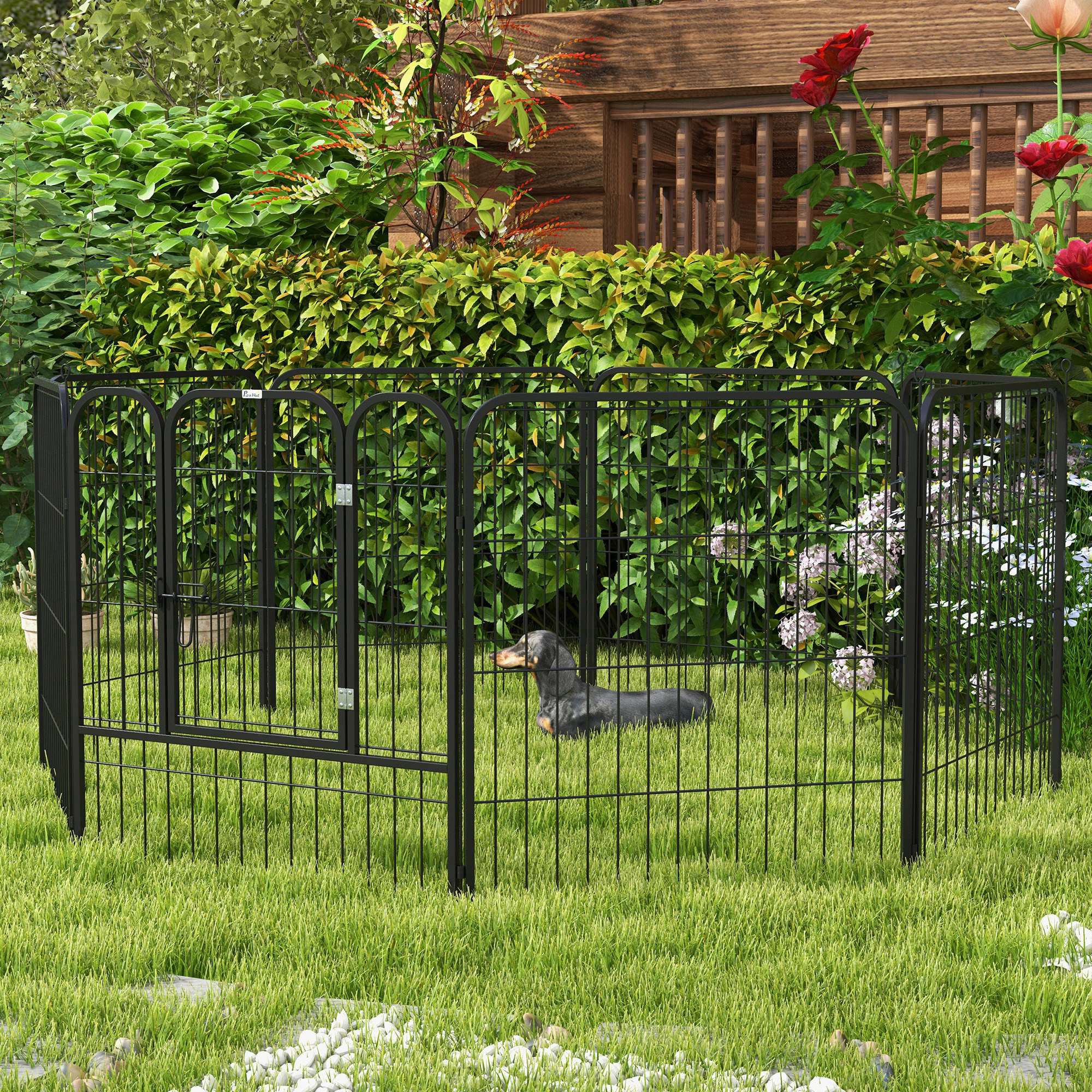 8 Panel Pet Playpen Play Yard Fence Home DIY Heavy-Duty Metal Foldable Indoor - view 7