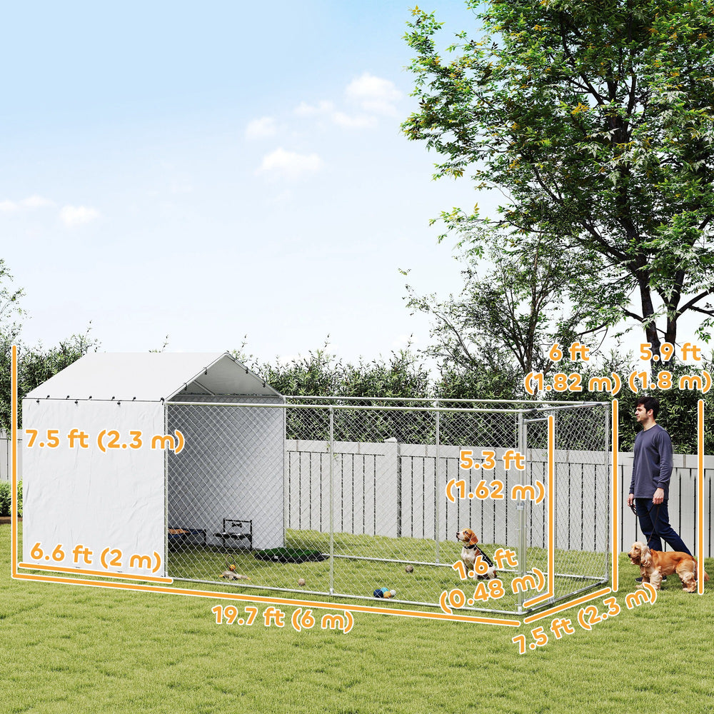 Galvanized Steel Dog Kennel Outdoor with Waterproof & UV-Resistant Cover - view 2