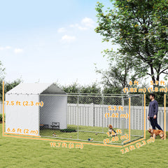 Galvanized Steel Dog Kennel Outdoor with Waterproof & UV-Resistant Cover - view 2