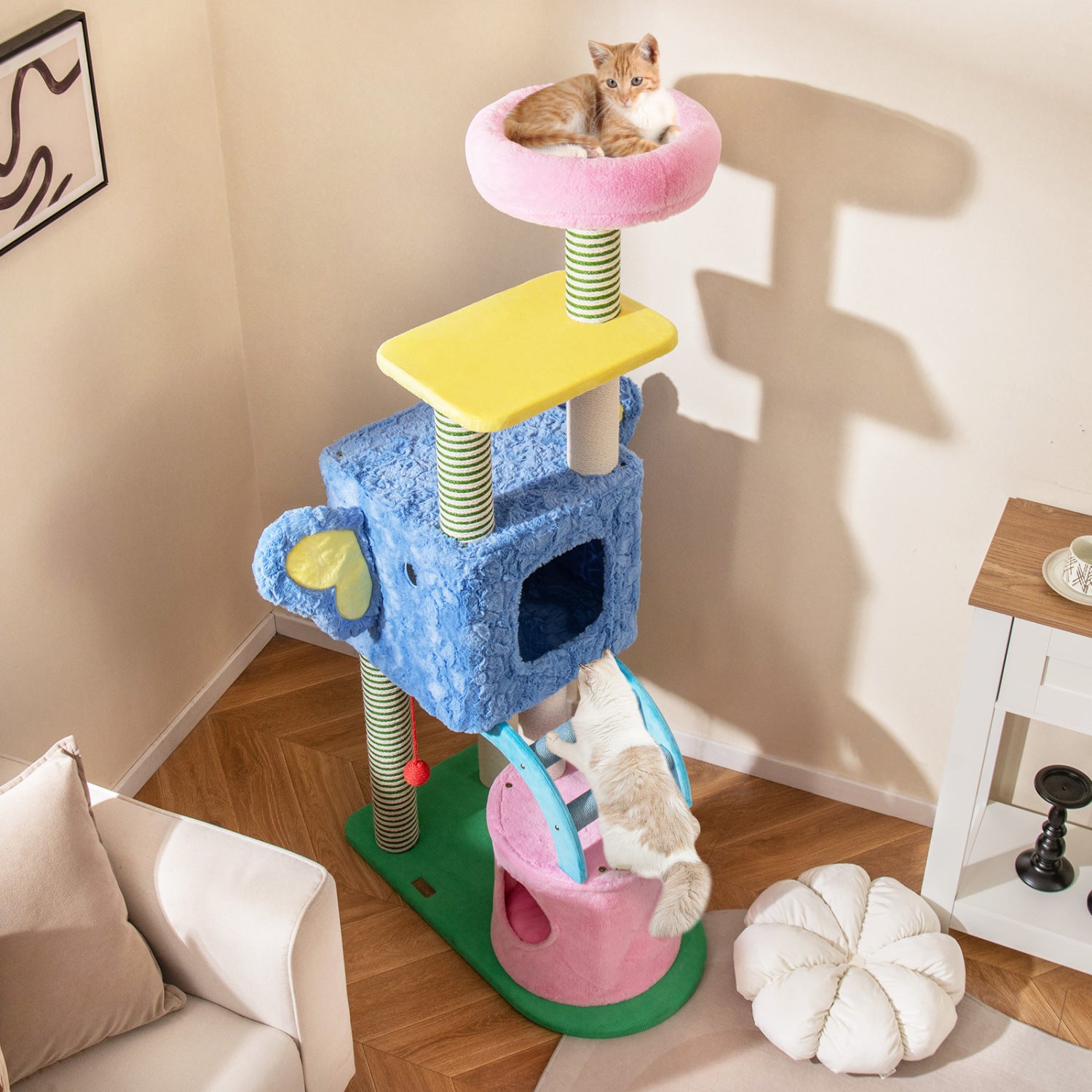 Elephant Themed Cat Tree for Adult Cats Multi-level Kitty Tower with 2 Condos - view 3