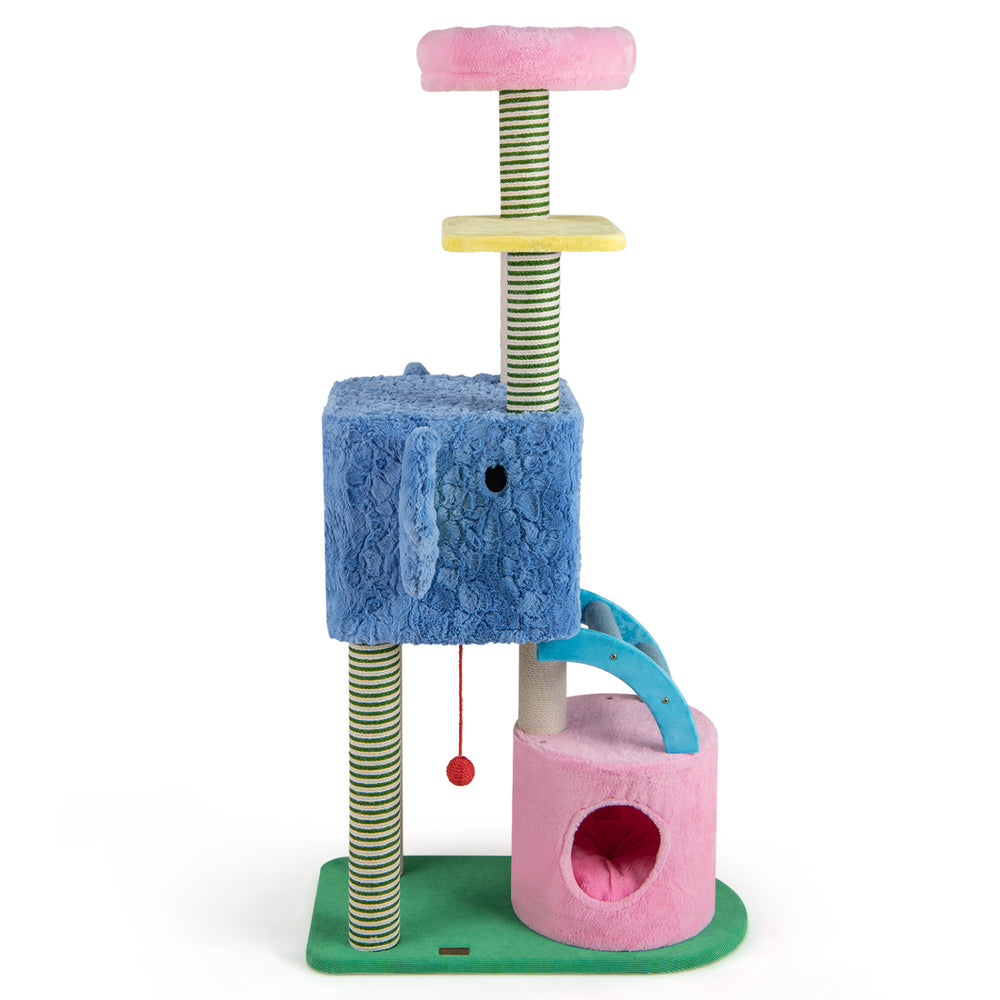 Elephant Themed Cat Tree for Adult Cats Multi-level Kitty Tower with 2 Condos - view 6