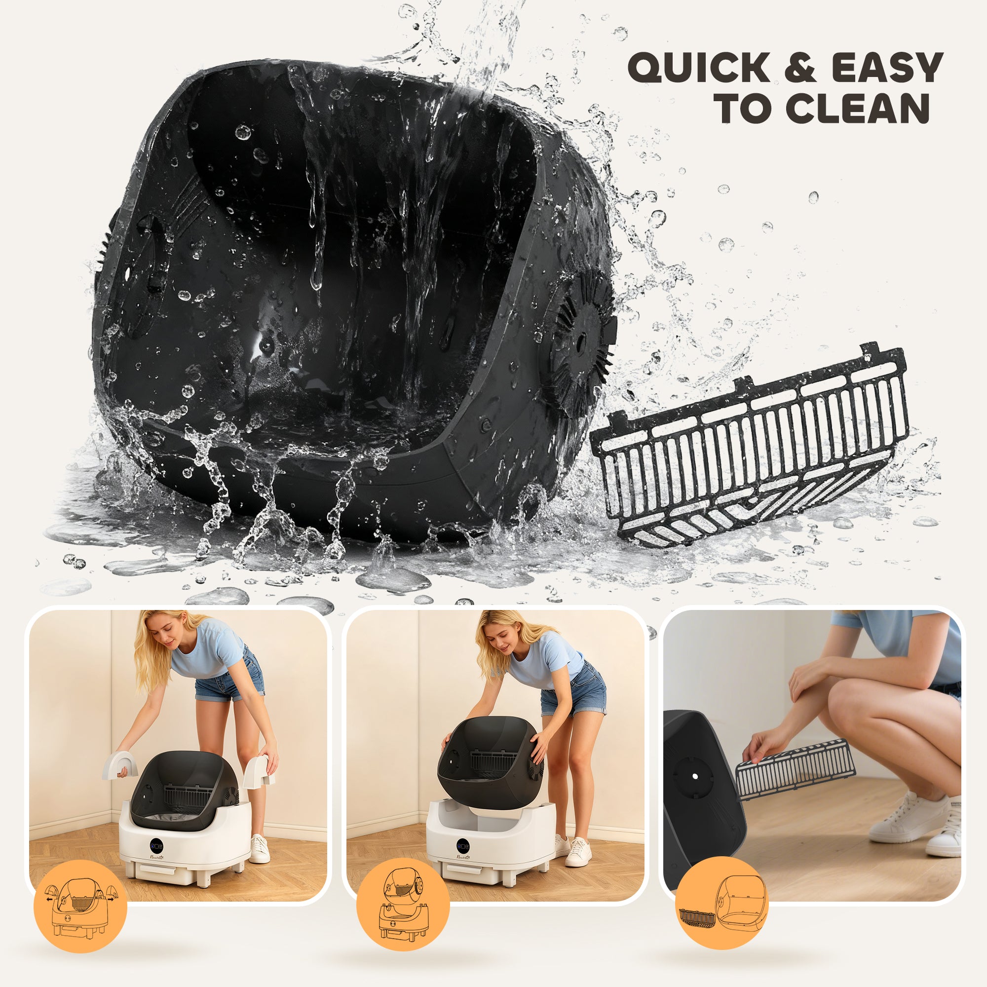 Open-Top Self Cleaning Cat Litter Box, Automatic Cat Litter Box with Integrated - view 6