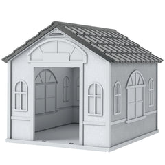 26" Plastic Dog House Outdoor with Air Vents, for Small Medium Dogs Dog Crate