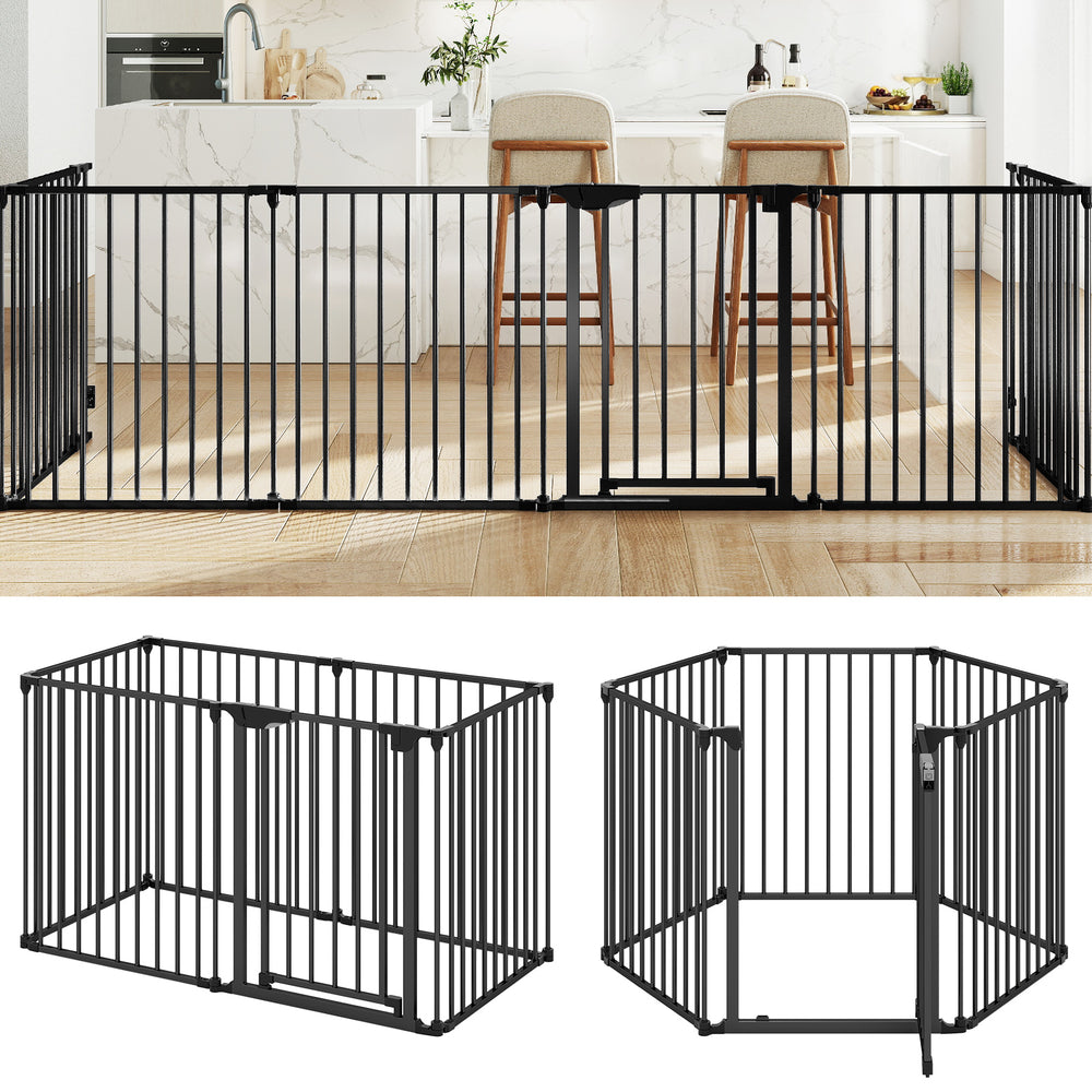 Extra Wide Baby Gate Fits 34.5-154" Openings 6-Panel Adjustable Pet Safety Fence - view 4