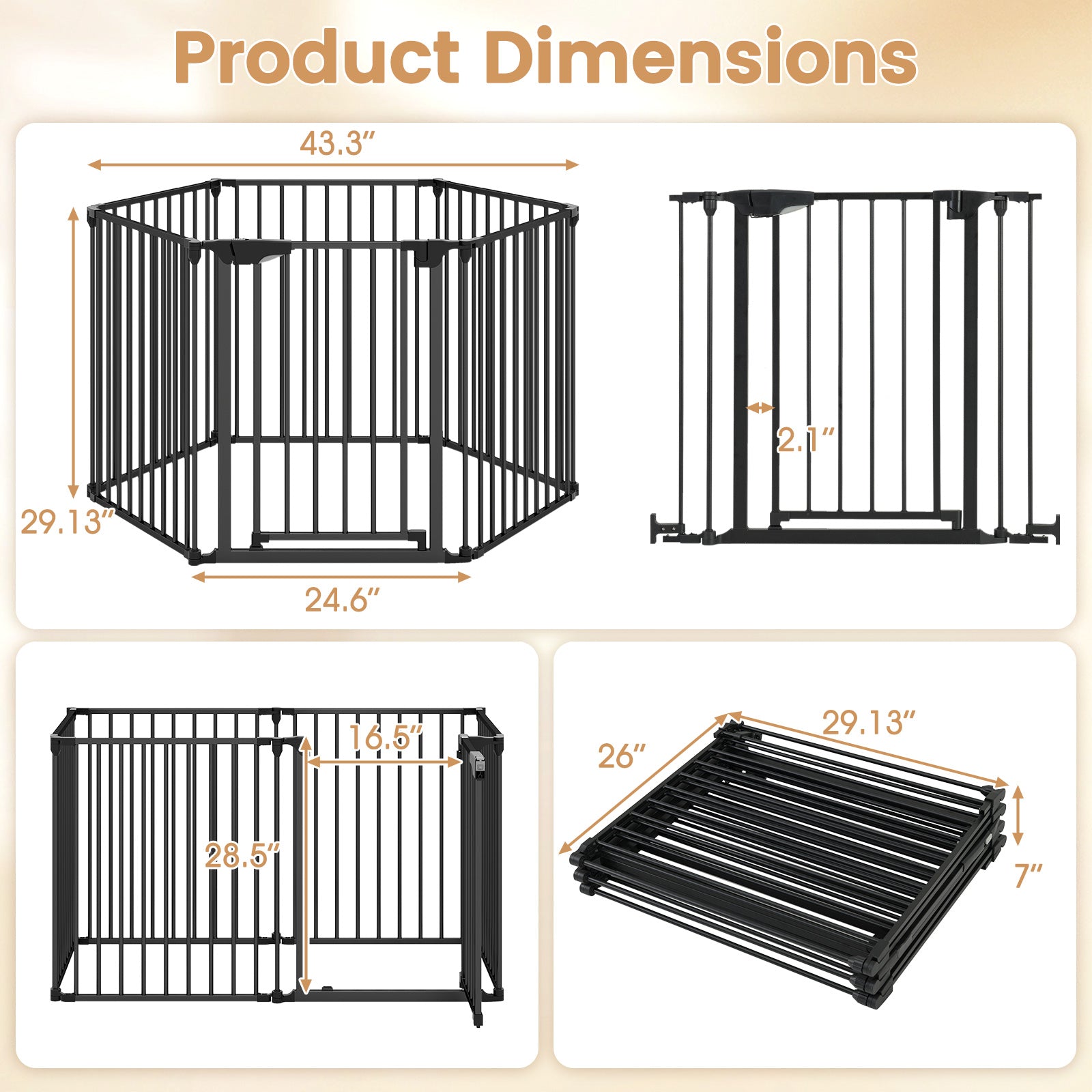 Extra Wide Baby Gate Fits 34.5-154" Openings 6-Panel Adjustable Pet Safety Fence - view 5
