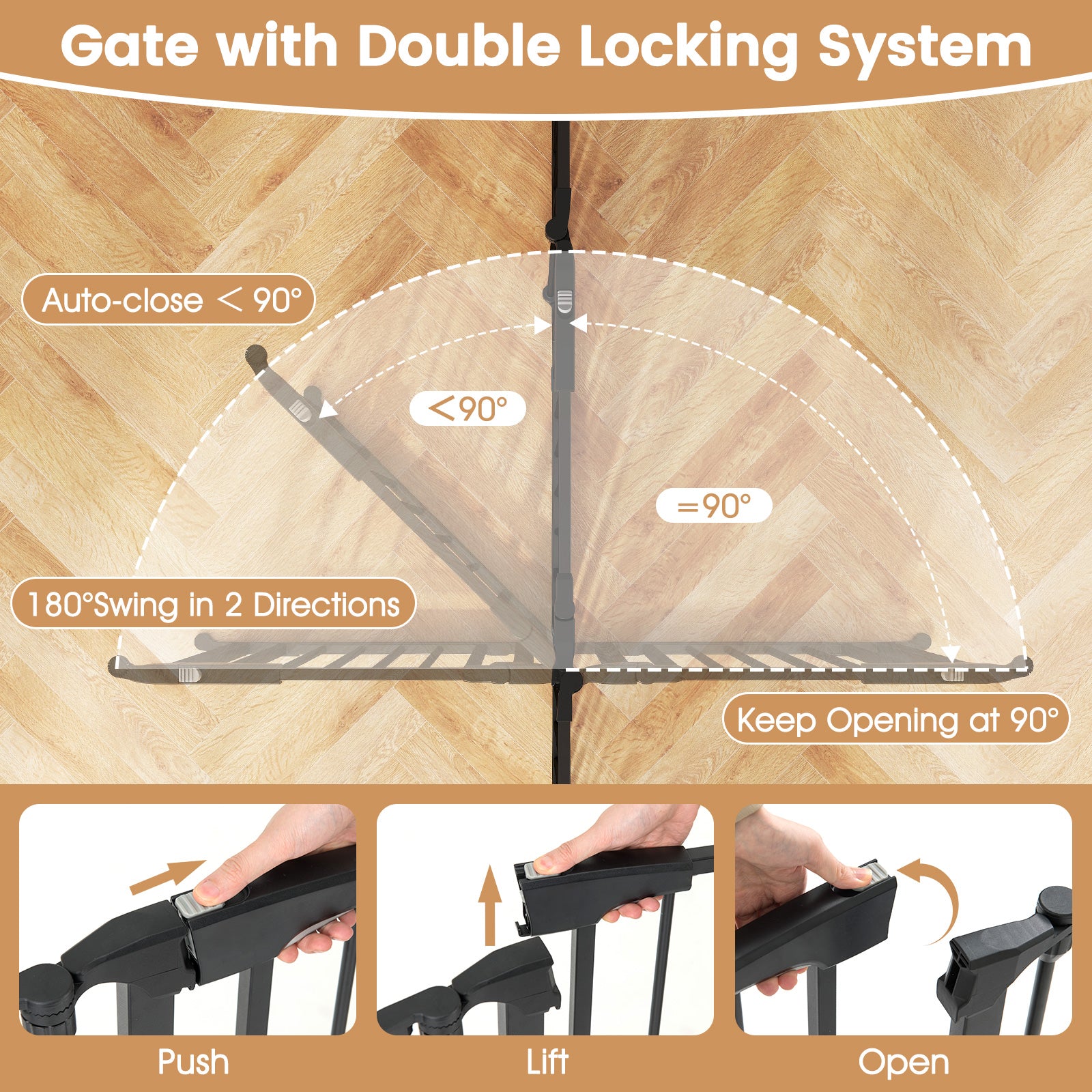 Extra Wide Baby Gate Fits 34.5-154" Openings 6-Panel Adjustable Pet Safety Fence - view 7