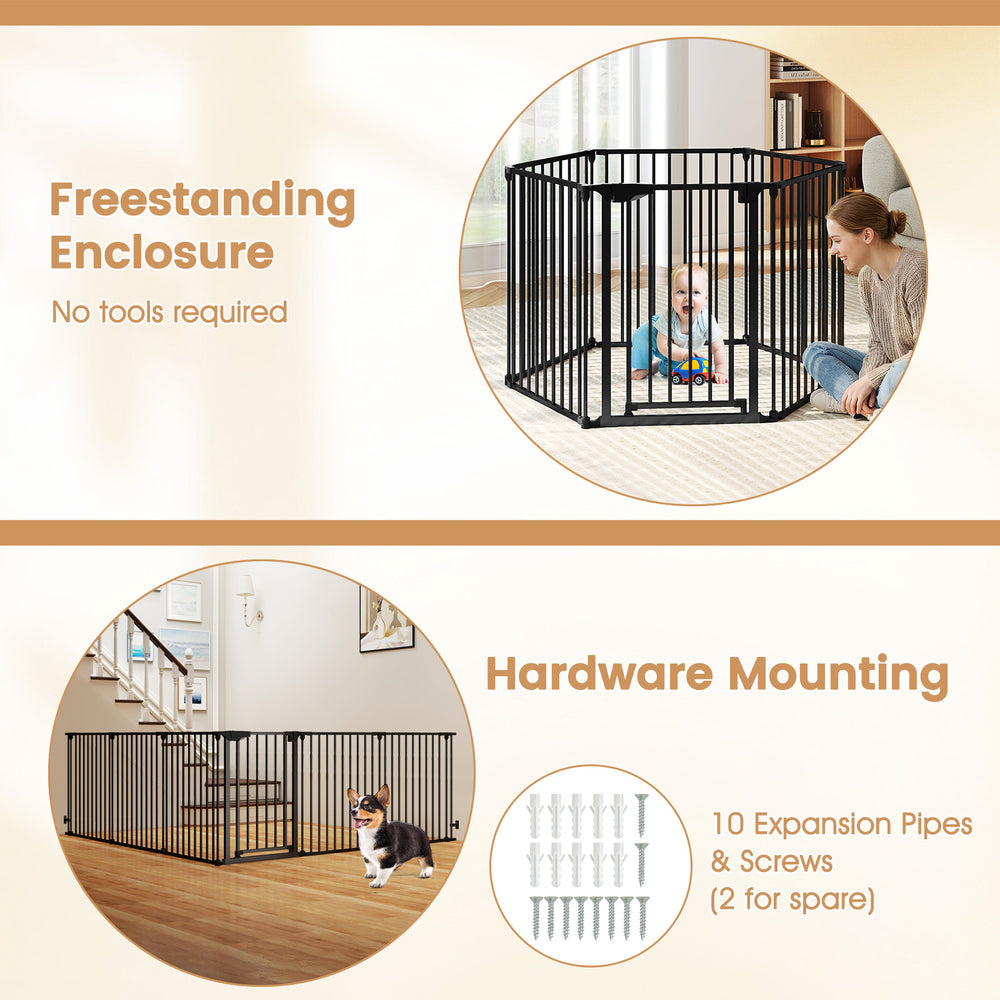 Extra Wide Baby Gate Fits 34.5-154" Openings 6-Panel Adjustable Pet Safety Fence - view 8