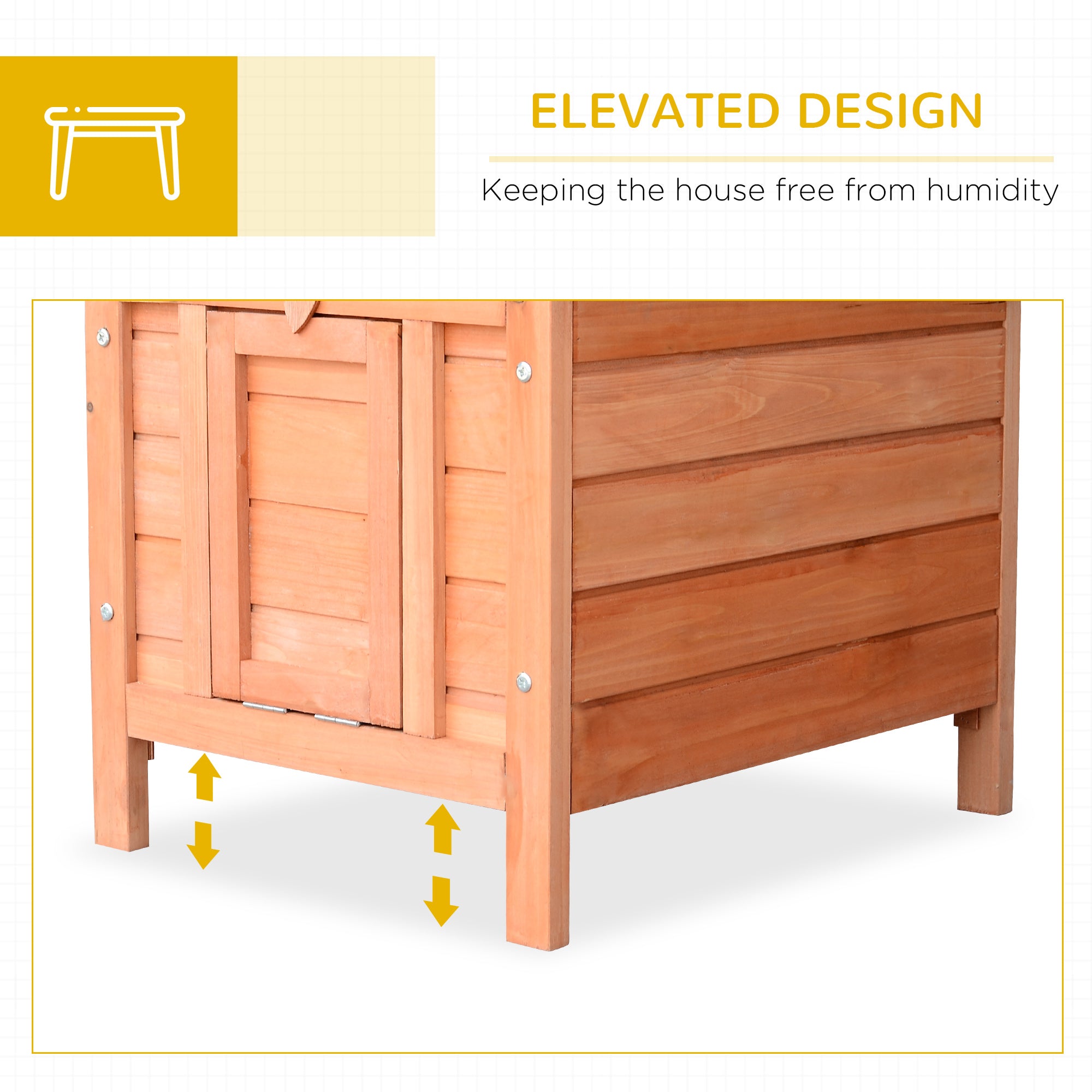 Wooden Rabbit Hutch, Bunny Cage with Waterproof & Openable Asphalt Roof - view 5