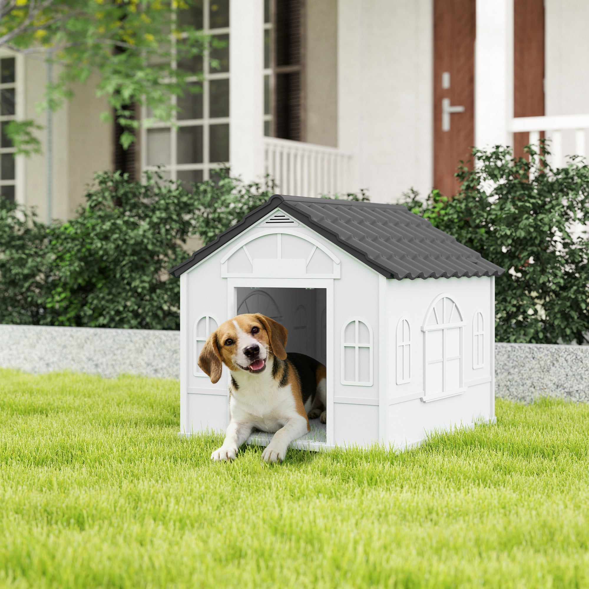 26" Plastic Dog House Outdoor with Air Vents, for Small Medium Dogs Dog Crate - view 7
