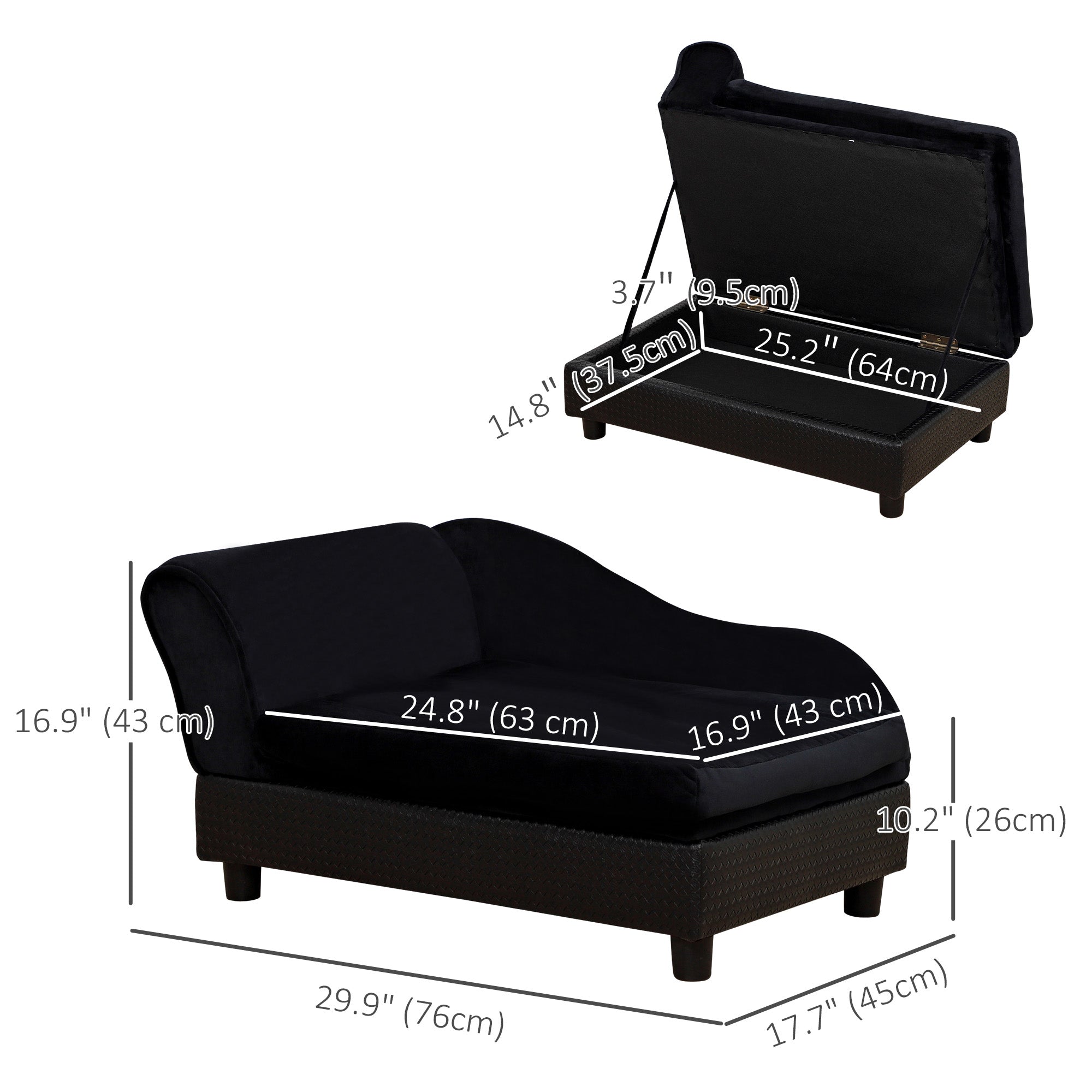 Pet Sofa Dog Couch Chaise Lounge Pet Bed with Storage Function Small Sized Dog - view 2