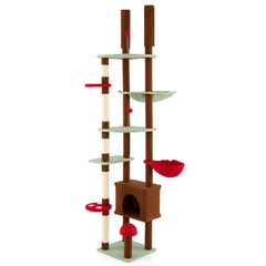Floor to Ceiling Cat Tree Adjustable Mushroom Themed with Condo and Hammock - view 4