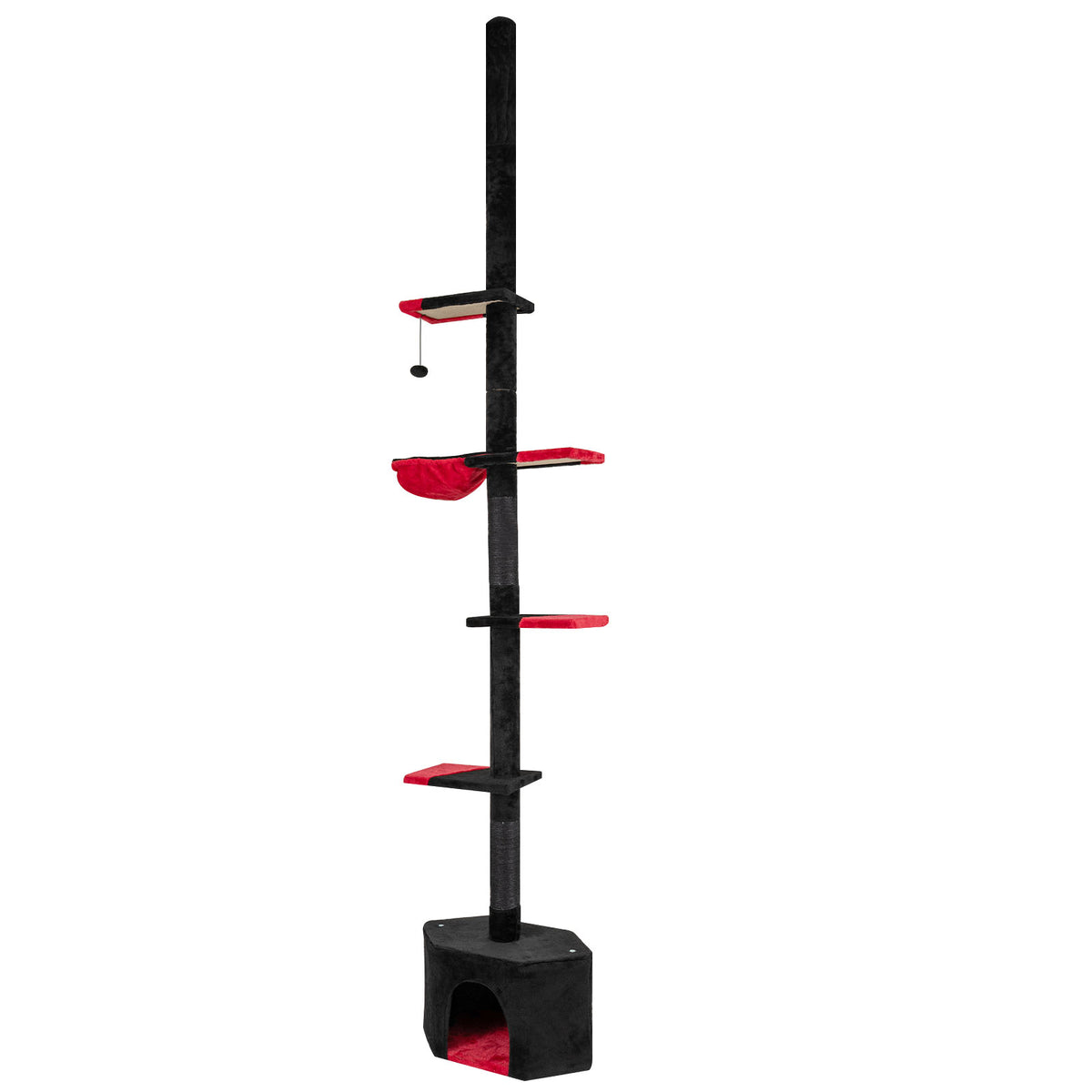 Floor to Ceiling Gothic Cat Tree 97-118 Inches Adjustable 5-Tier with Condo
