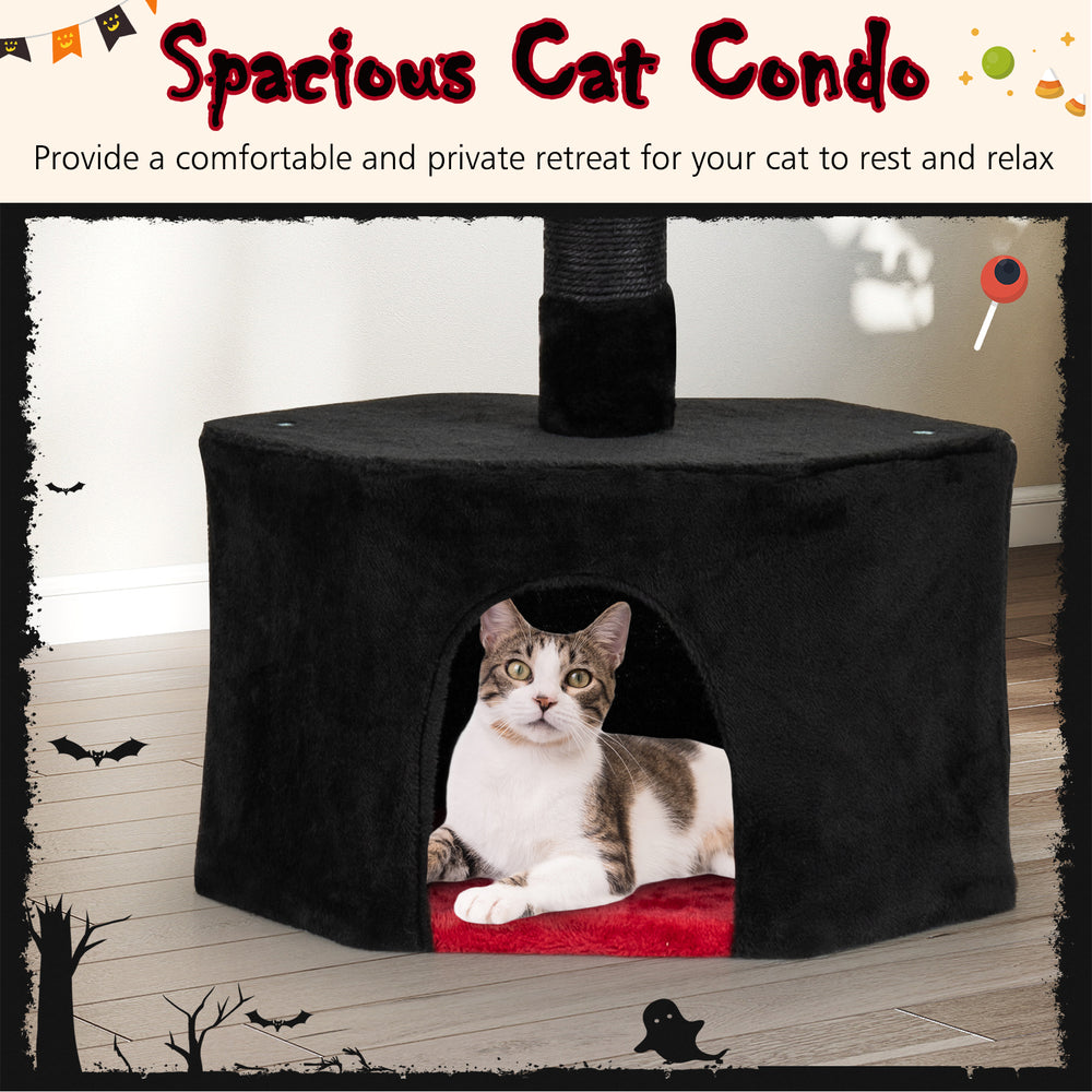 Floor to Ceiling Gothic Cat Tree 97-118 Inches Adjustable 5-Tier with Condo - view 6