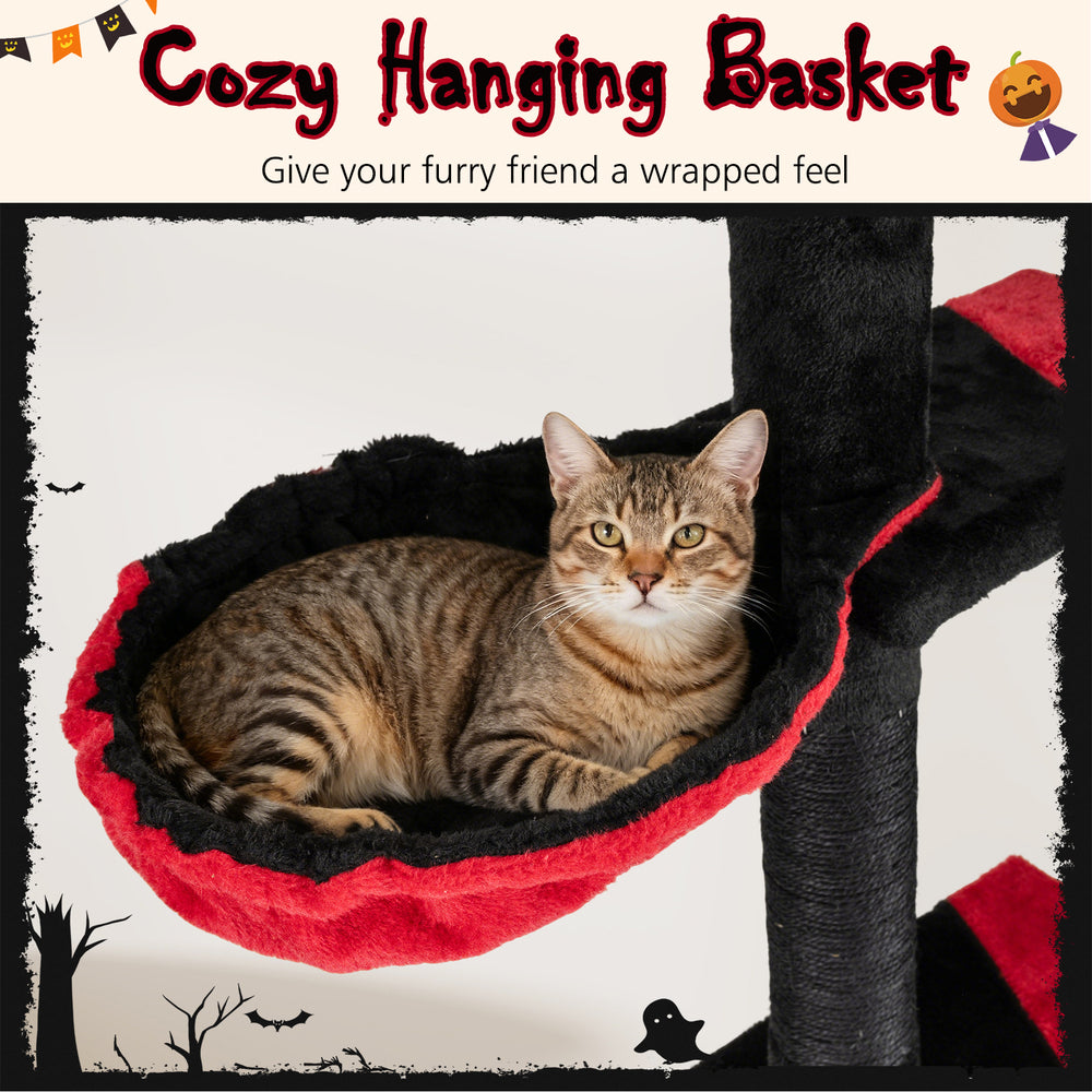 Floor to Ceiling Gothic Cat Tree 97-118 Inches Adjustable 5-Tier with Condo - view 7