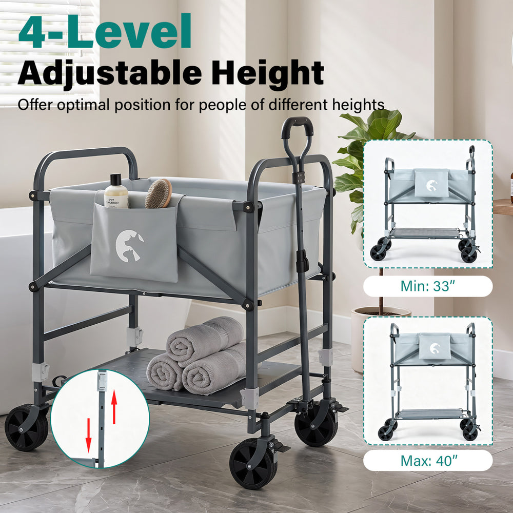 Foldable Dog Bath Cart with Adjustable Height & 4 Wheels for Pets Pet Grooming - view 6