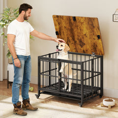 Foldable Dog Crate Furniture with Removable Tray and Lockable Door Dog Kennel - view 3