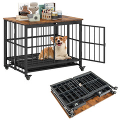 Foldable Dog Crate Furniture with Removable Tray and Lockable Door Dog Kennel - view 4