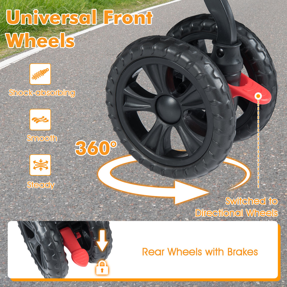 Foldable Double Pet Stroller with Adjustable Sunshade and Storage Basket - view 7