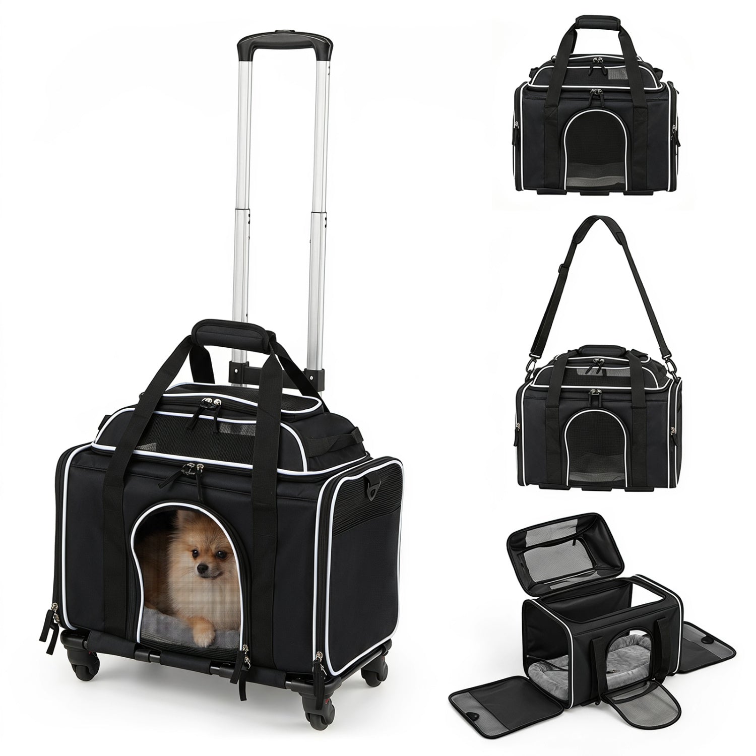 Foldable Pet Carrier with Wheels Airline Approved Rolling Cat and Dog Carrier - view 4