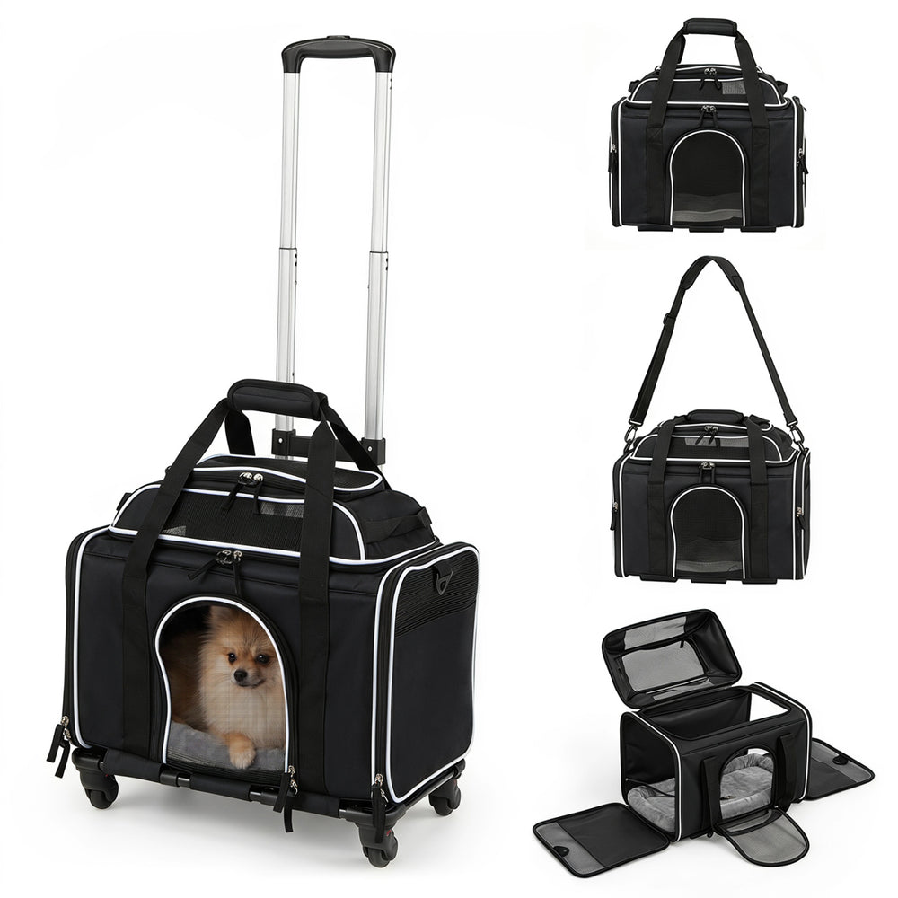 Foldable Pet Carrier with Wheels Airline Approved Rolling Cat and Dog Carrier - view 4