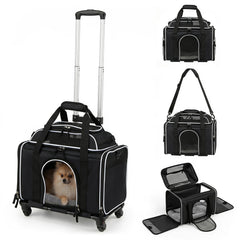 Foldable Pet Carrier with Wheels Airline Approved Rolling Cat and Dog Carrier - view 4