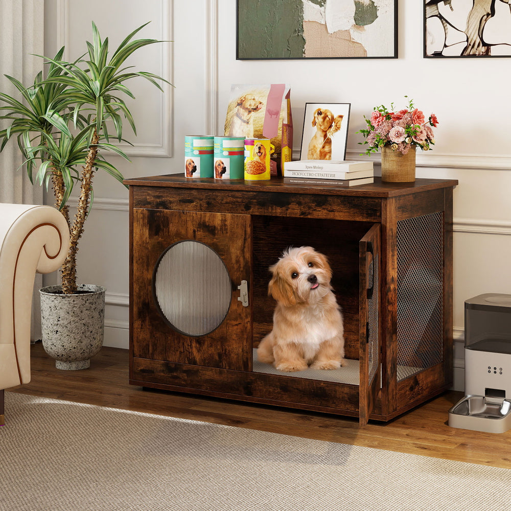 Furniture Style Dog Crate for Small and Medium Dogs with Translucent Window - view 2