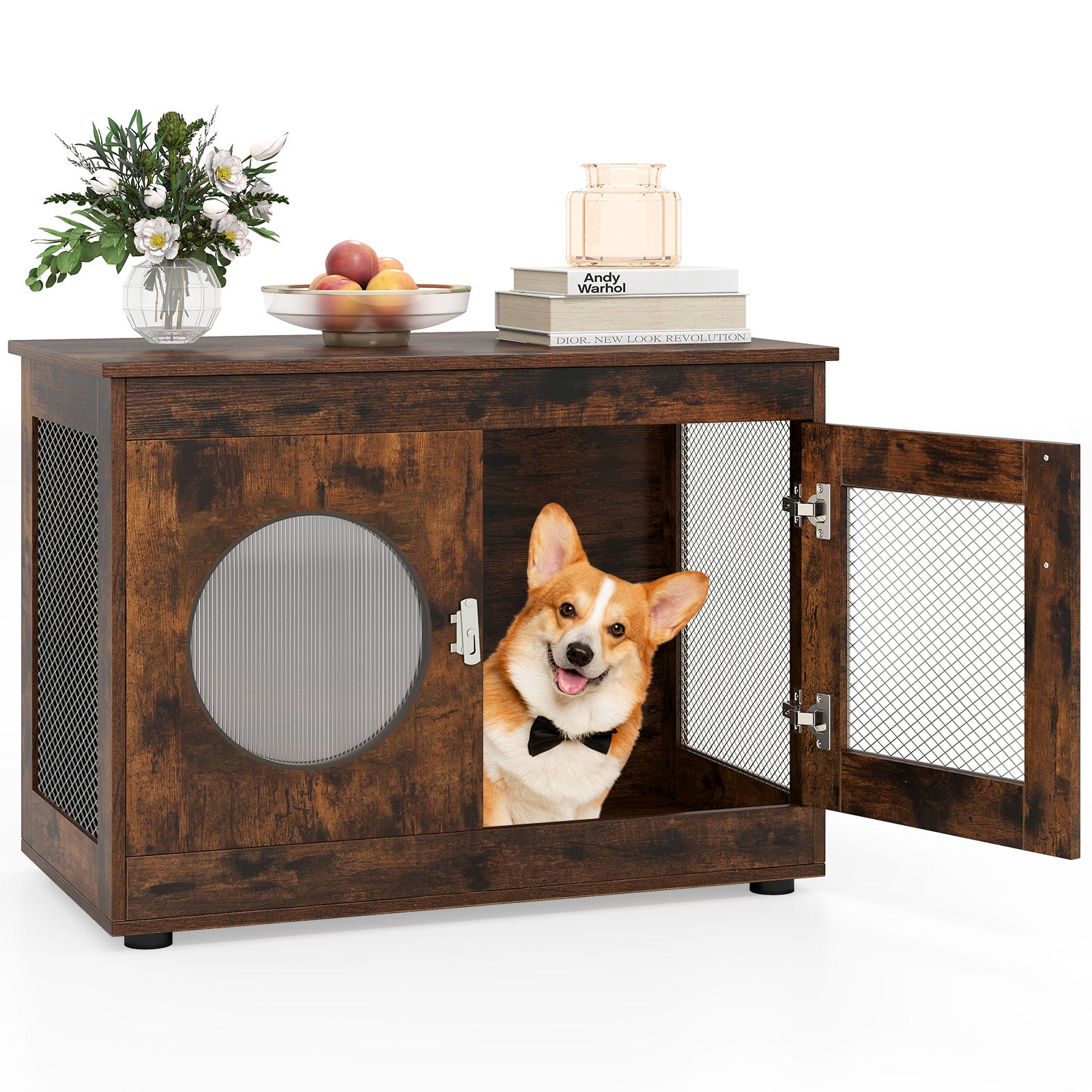 Furniture Style Dog Crate for Small and Medium Dogs with Translucent Window