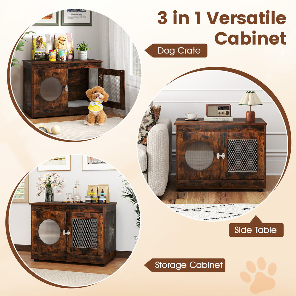 Furniture Style Dog Crate for Small and Medium Dogs with Translucent Window - view 7