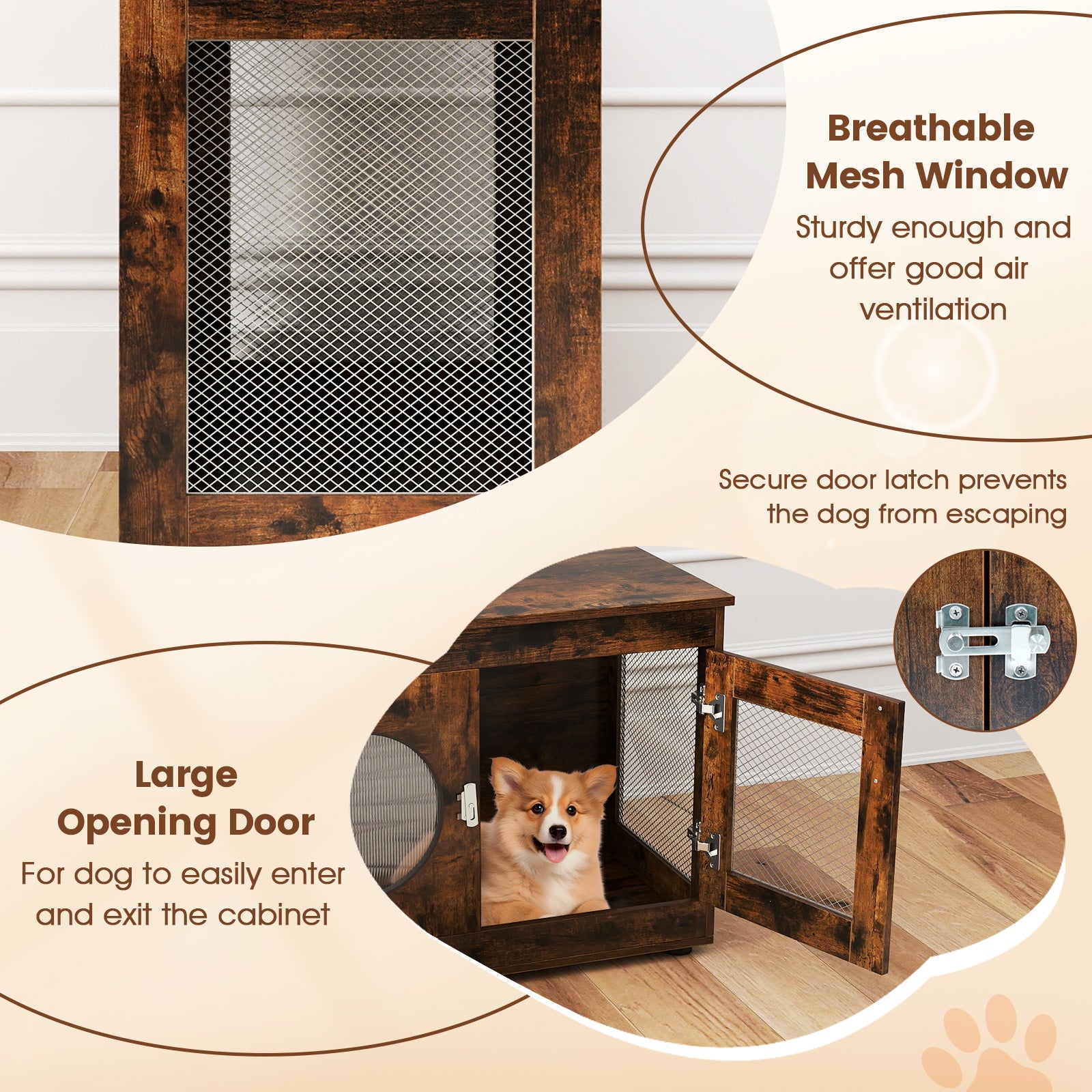 Furniture Style Dog Crate for Small and Medium Dogs with Translucent Window - view 8