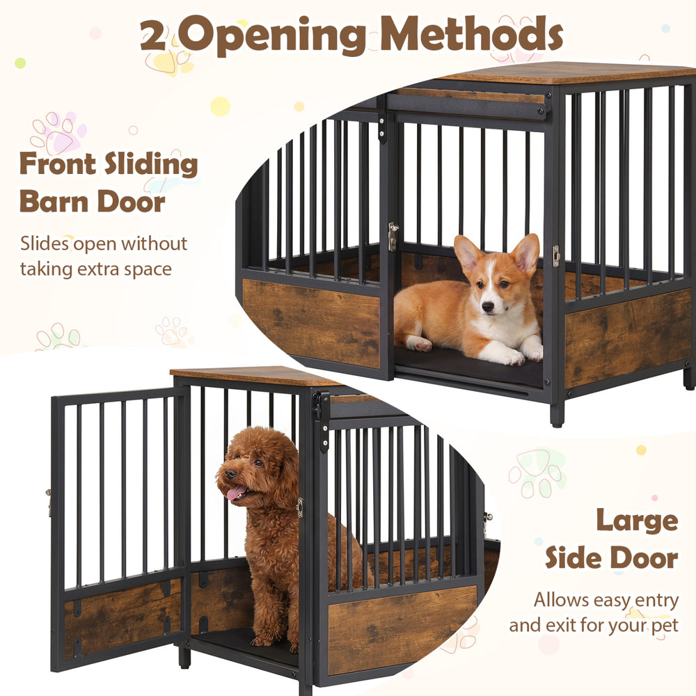 Furniture Style Dog Crate with 2 Doors and Safety Latch and Dog Mat Dog Kennel - view 6