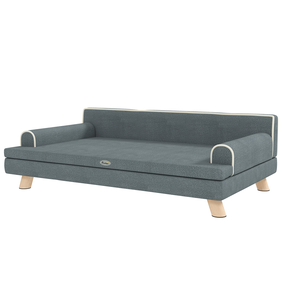Elevated Dog Sofa Bed, Cat Couch with Cushion, Washable Cover, Wooden Legs